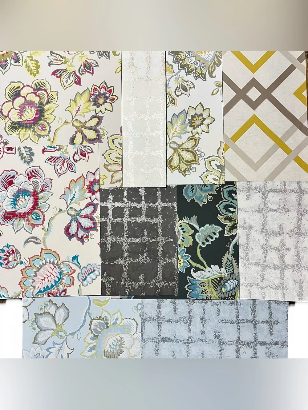 10 Assorted Designer Wallpaper Sample Sheets Multicolor Floral & Geometric Pack